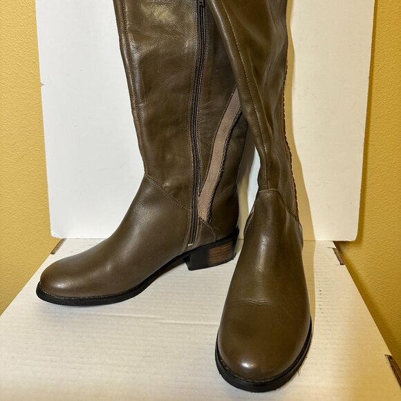 Naughty Monkey Knee High Leather Riding Boot in Olive w/ side zipper size 8.5 - Picture 14 of 14